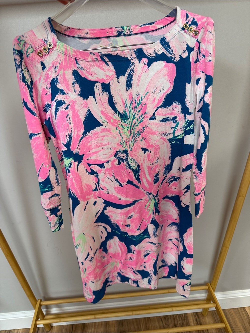 Lilly Pulitzer Sophie Navy, Hot Pink & Light Pink Floral Shift Dress